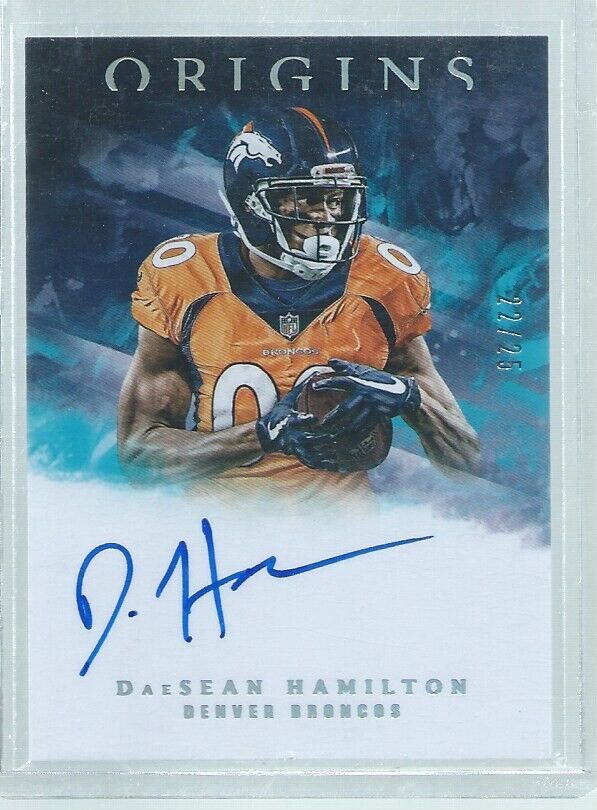 DAESEAN HAMILTON 2018 PANINI ORIGINS ON CARD AQUA TEAL AUTO RC #D 22/25