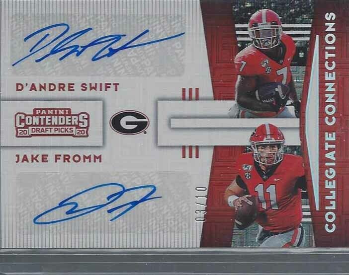 D'ANDRE SWIFT JAKE FROMM 2020 CONTENDERS COLLEGIATE CONNECTIONS AUTO RC #D 3/10