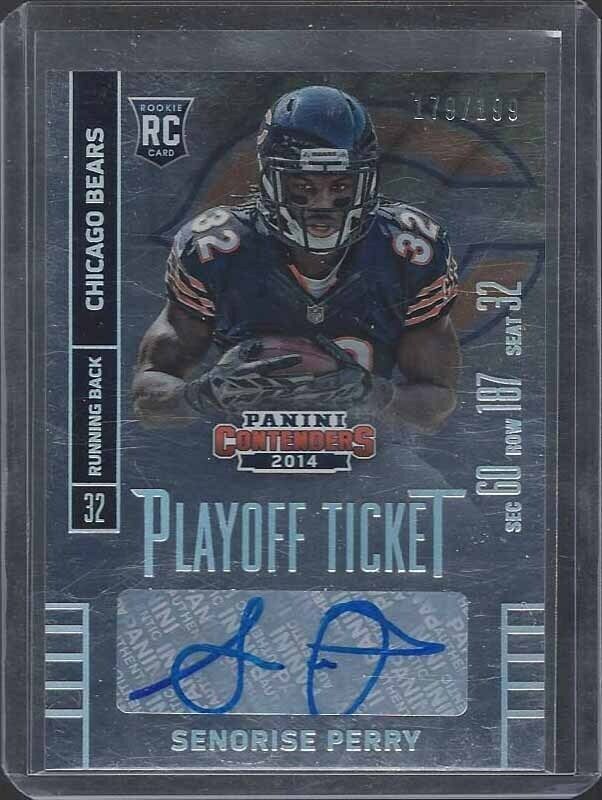 SENORISE PERRY 2014 CONTENDERS PLAYOFF TICKET CHICAGO BEARS AUTO RC #D 199