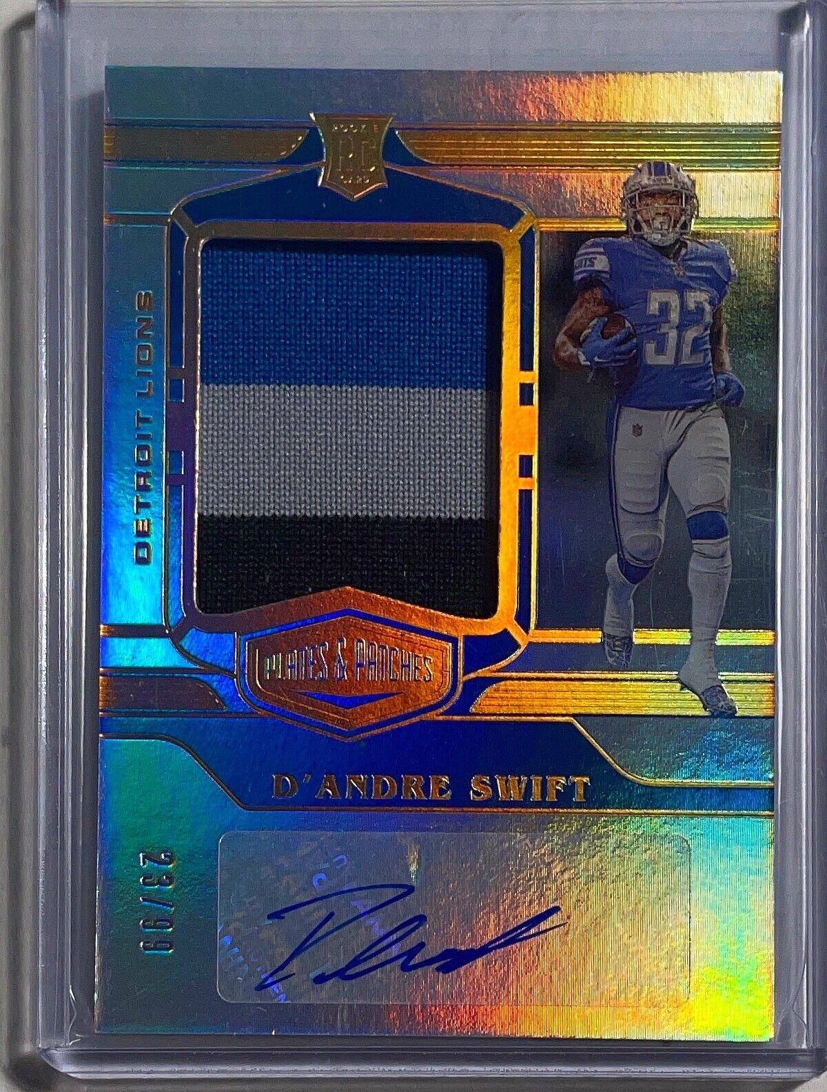 D'ANDRE SWIFT 2020 PANINI PLATES & PATCHES JERSEY PATCH AUTO ROOKIE RC #D 23/99