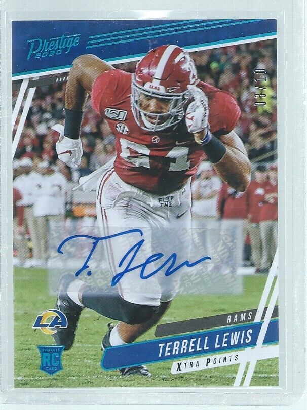 TERRELL LEWIS 2020 PANINI PRESTIGE XTRA POINTS AUTO BLUE RC #D 3/10