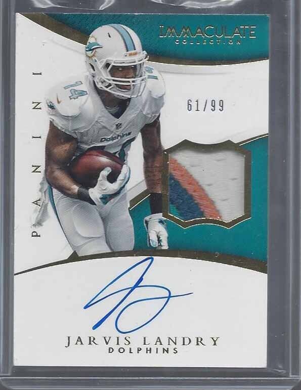 JARVIS LANDRY 2015 IMMACULATE 4 COLOR PATCH ON CARD AUTO #D 61/99