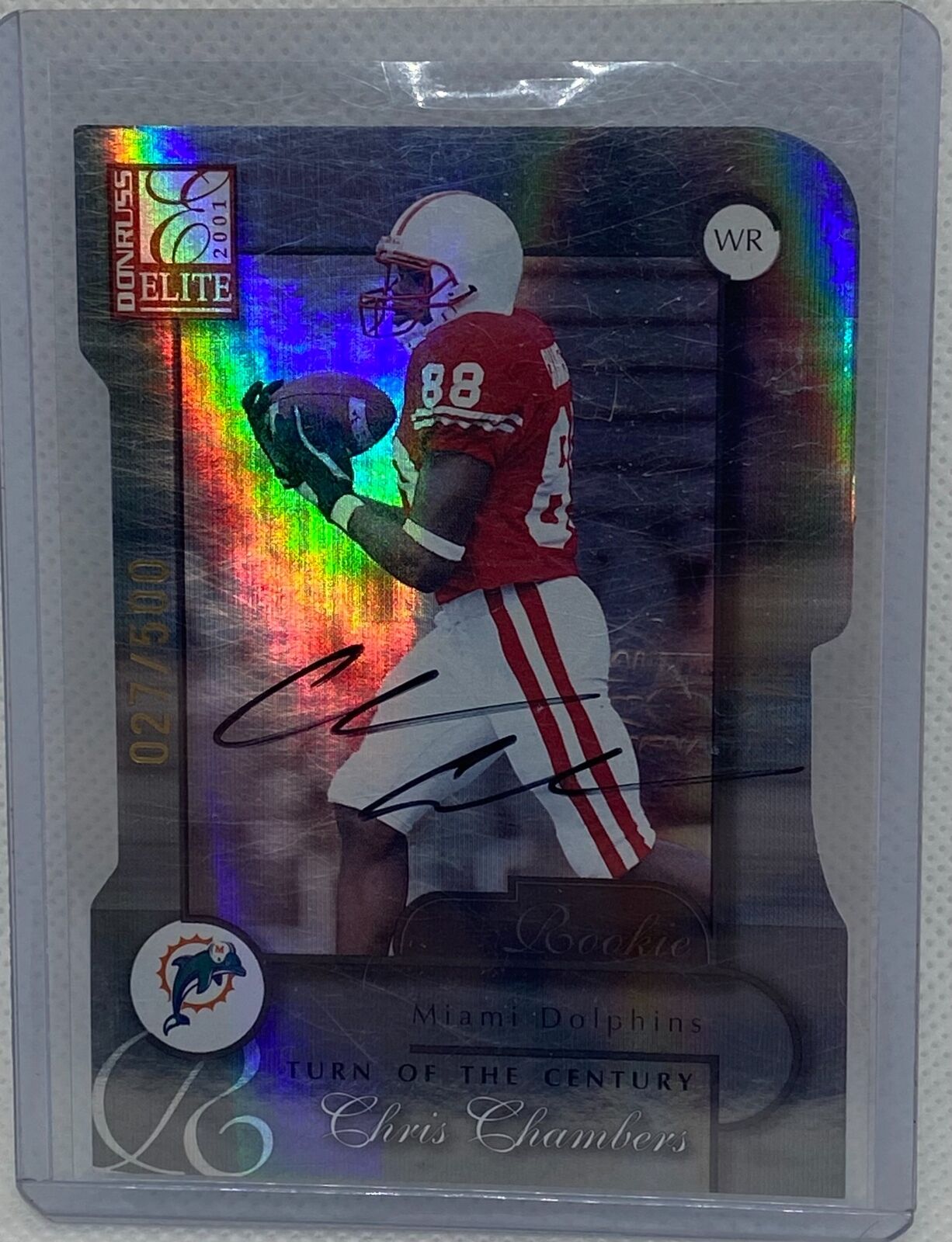 CHRIS CHAMBERS 2001 DONRUSS ELITE TURN OF THE CENTURY DIE CUT AUTO RC #D /500