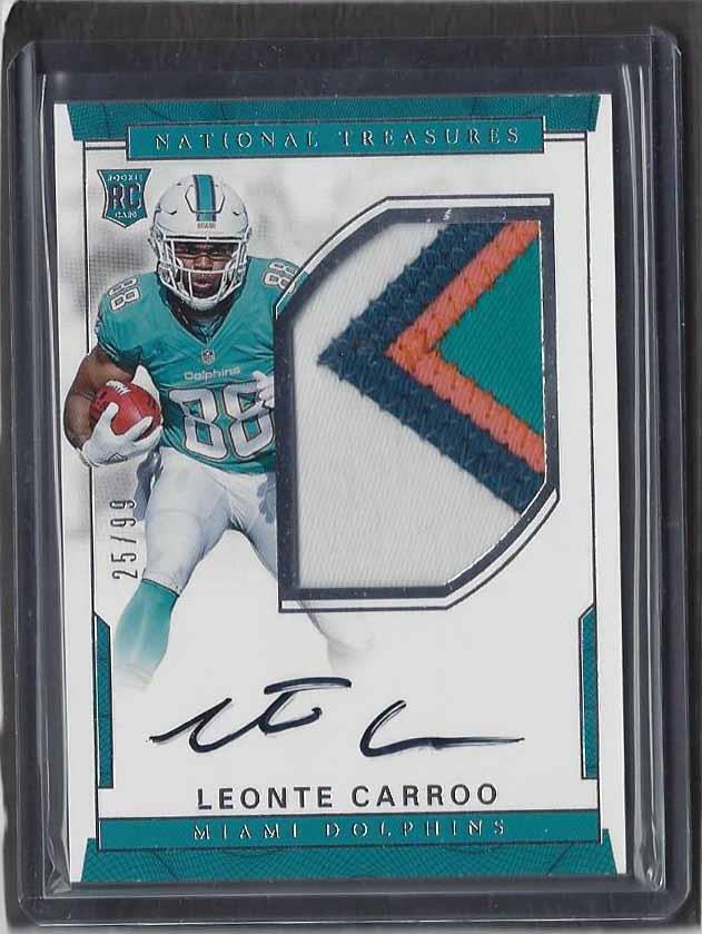LEONTE CARROO 2016 NATIONAL TREASURES RPA ROOKIE PATCH AUTO RC #D 25/99