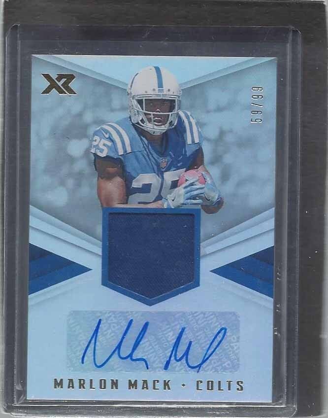 MARLON MACK 2017 PANINI XR COLTS ROOKIE PATCH AUTO RC #D 59/99