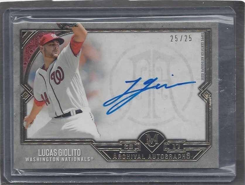 LUCAS GIOLITO 2017 TOPPS MUSEUM ARCHIVAL AUTOGRAPHS GOLD ON CARD AUTO #D 25/25