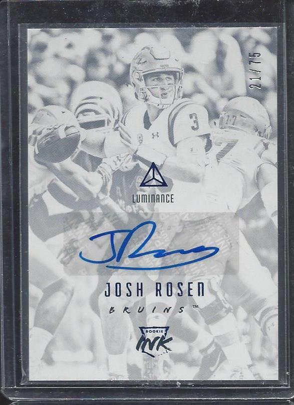 JOSH ROSEN 2018 PANINI LUMINANCE BLUE ROOKIE AUTO RC #D 21/75