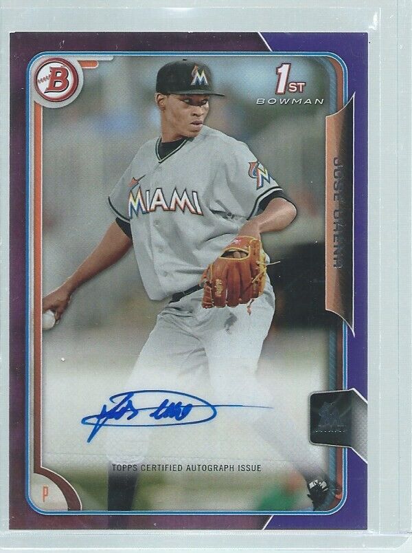 JOSE URENA 2015 BOWMAN CHROME 1ST AUTO PROSPECT PURPLE #D 218/250