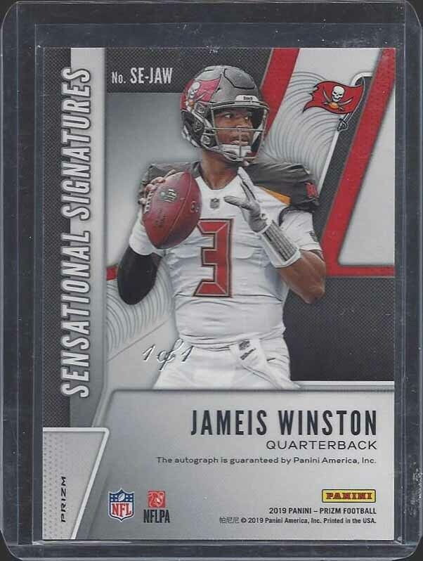 JAMEIS WINSTON 2019 PANINI PRIZM SENSATIONAL SIGS BLACK FINITE AUTO TRUE #D 1/1