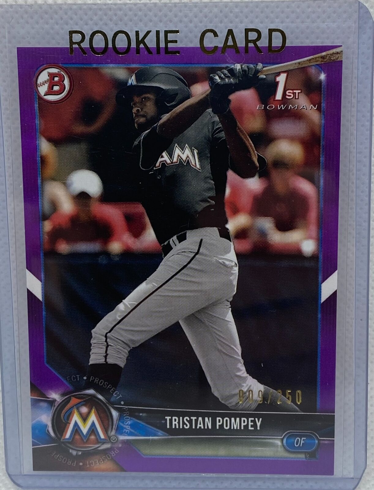 TRISTAN POMPEY 2018 TOPPS 1ST BOWMAN PROSPECT PURPLE #D 009/250