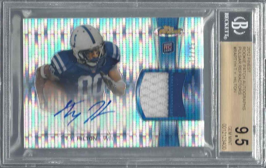 T.Y. HILTON 2012 FINEST PULSAR REFRACTOR RPA PATCH AUTO RC /25 BGS 9.5 10 POP 3