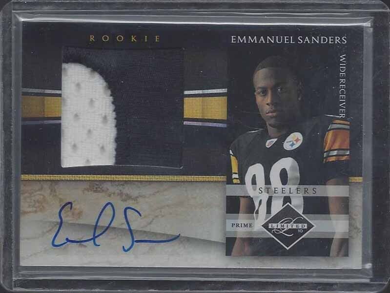 EMMANUEL SANDERS 2010 LIMITED JUMBO RPA ROOKIE PATCH AUTO RC #D 24/25