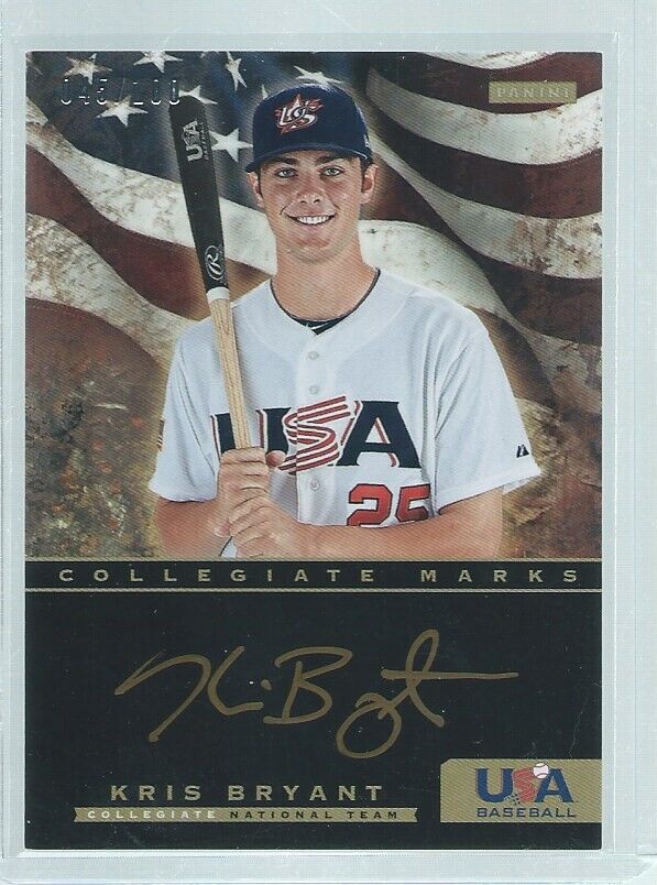KRIS BRYANT 2012 USA COLLEGIATE MARKS BLACK GOLD ON CARD AUTO PROSPECT #D 45/100