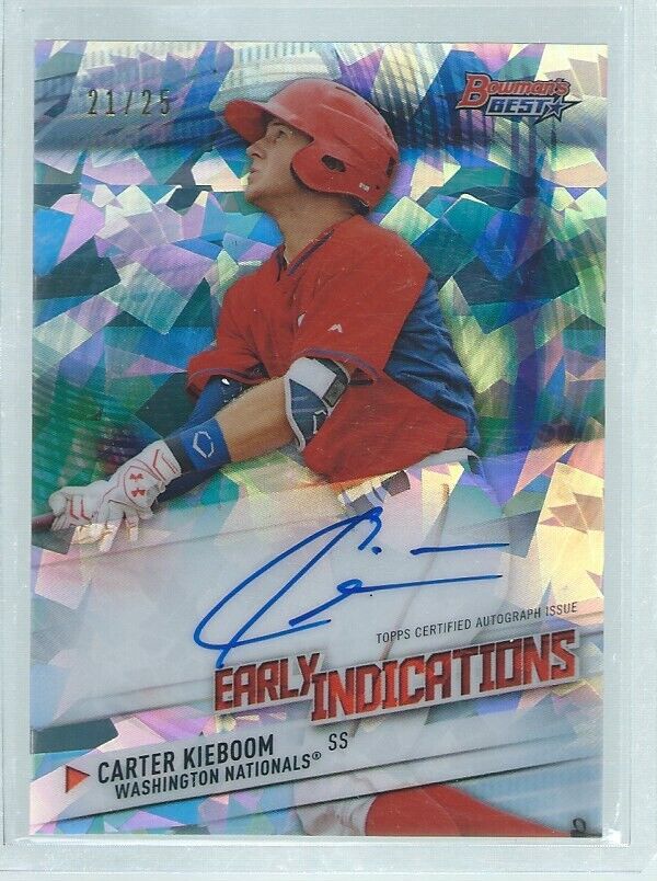 CARTER KIEBOOM 2018 BOWMAN'S BEST EARLY INDICATIONS ATOMIC REFRACTOR AUTO #D /25