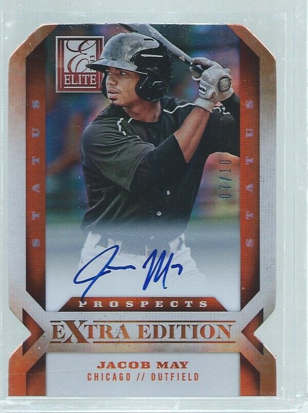 JACOB MAY 2013 ELITE EXTRA STATUS ORANGE ON CARD AUTO DIE CUT PROSPECT #D 7/10