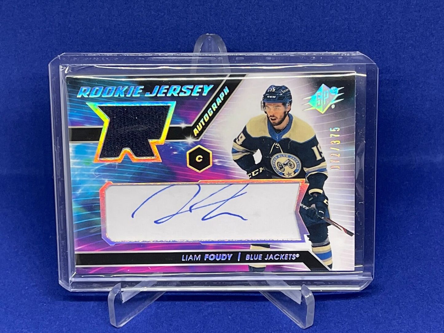 LIAM FOUDY 2020-21 UPPER DECK SPX ROOKIE JERSEY AUTO RC #D 72/375