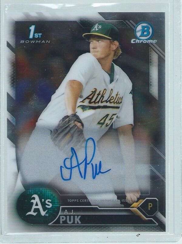 AJ PUK 2017 BOWMAN CHROME 1ST ON CARD AUTO PROSPECT
