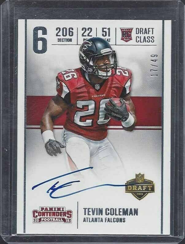 TEVIN COLEMAN 2015 CONTENDERS DRAFT CLASS ON CARD ROOKIE AUTO RC #D 17/49