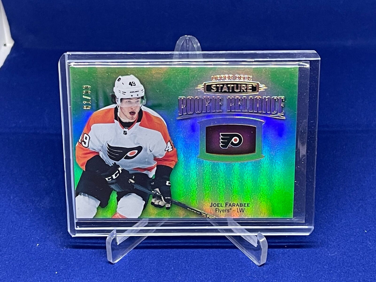 JOEL FARABEE 2019-20 UPPER DECK STATURE GREEN ROOKIE RELIANCE RC #D 81/99