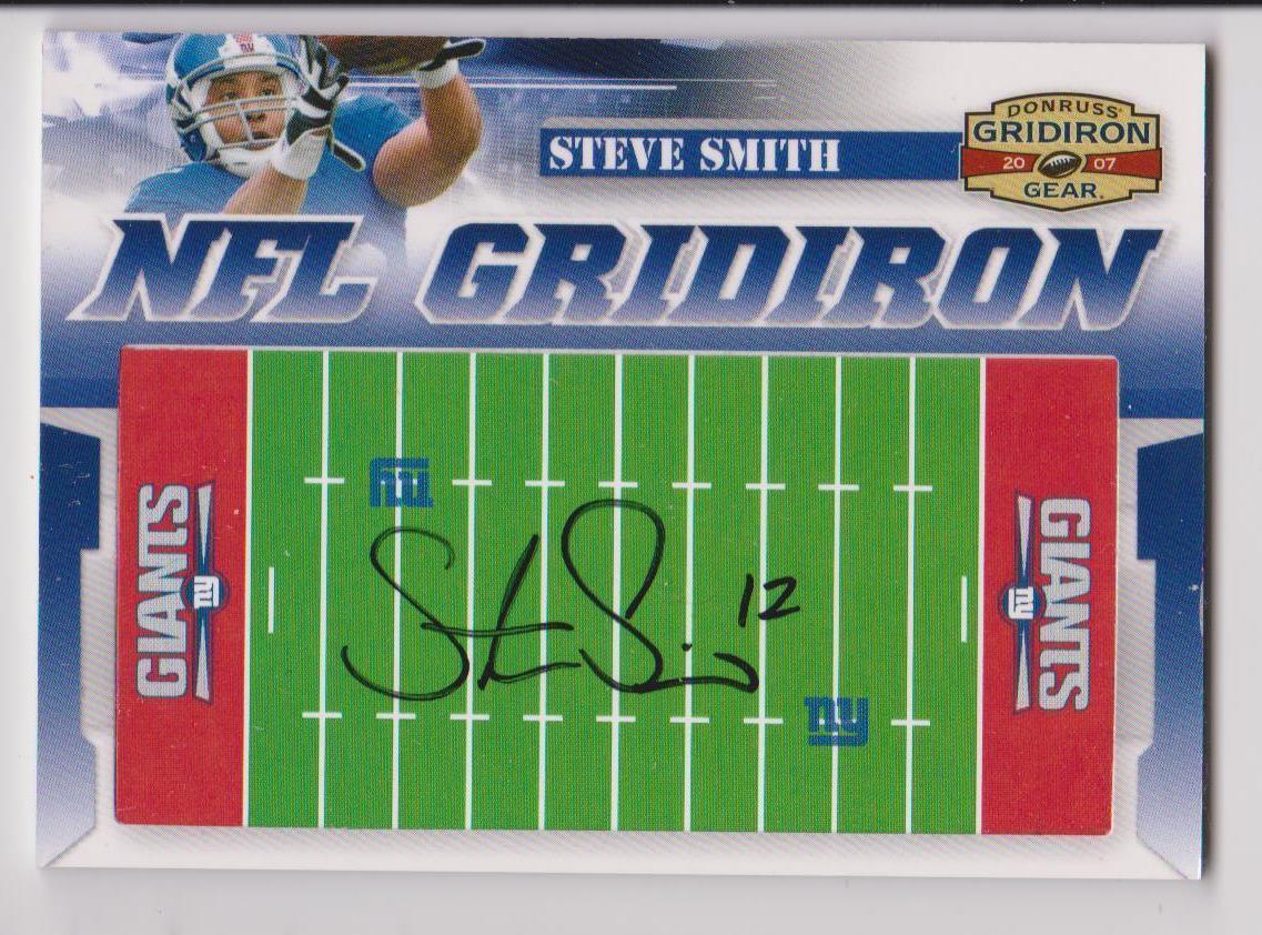 STEVE SMITH 2007 GRIDIRON GEAR NFL GRIDIRON FIELD ON CARD AUTO RC #D 6/25