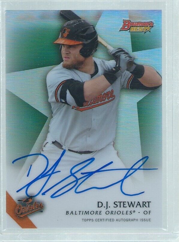 DJ STEWART 2015 BOWMAN'S BEST ON CARD AUTO PROSPECT REFRACTOR