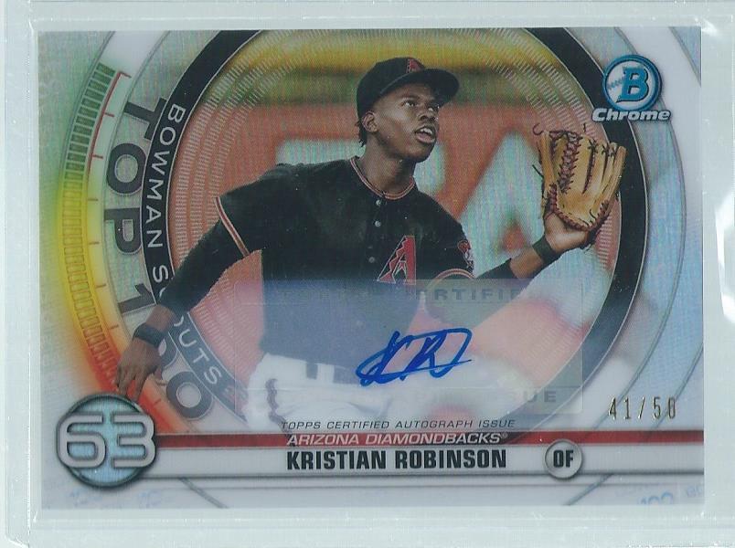 KRISTIAN ROBINSON 2019 BOWMAN CHROME SCOUTS TOP AUTO PROSPECT REFRACTOR #D 41/50