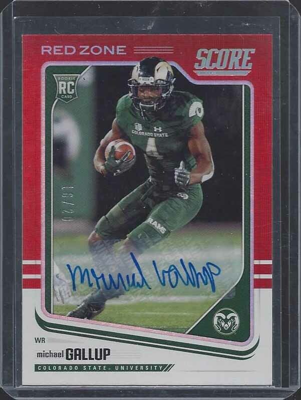 MICHAEL GALLUP 2018 SCORE RED ZONE COWBOYS ROOKIE AUTO RC #D 16/20