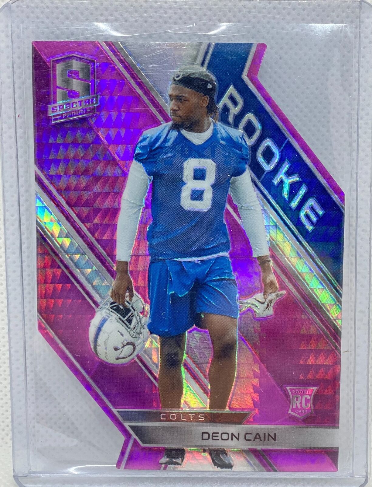 DEON CAIN 2018 PANINI SPECTRA NEON PINK DIE CUT PRIZM ROOKIE RC #D 01/15