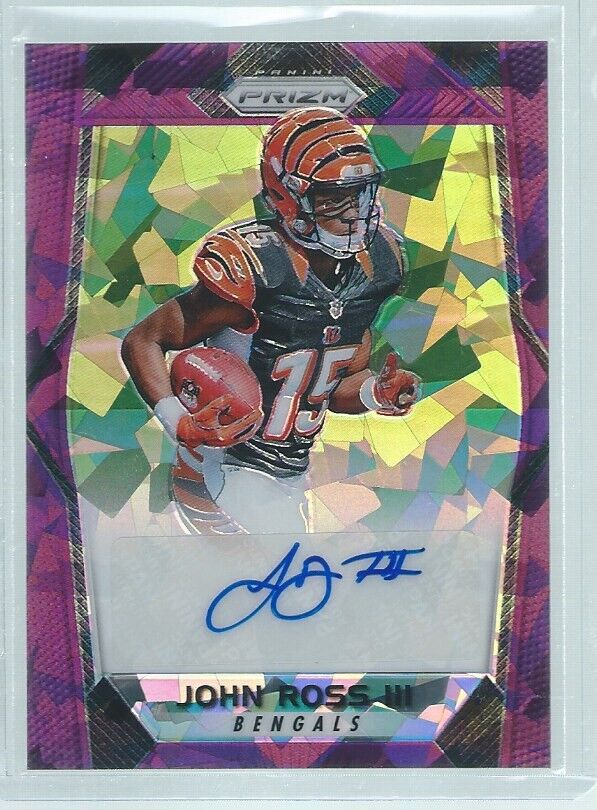 JOHN ROSS III 2017 PANINI PRIZM PURPLE ICE PRIZMS ROOKIE AUTO RC #D 25/75