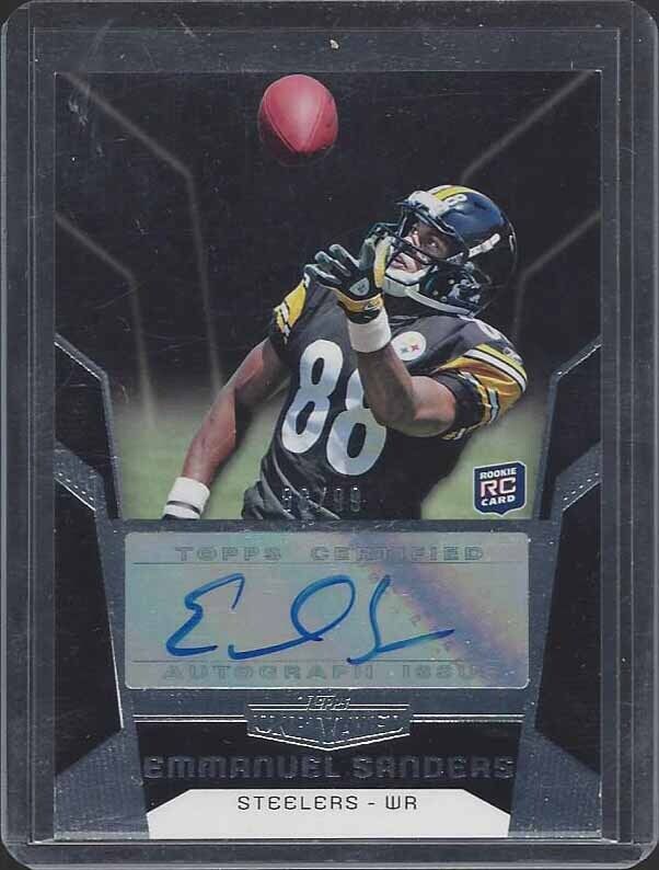 1/1 EMMANUEL SANDERS 2010 TOPPS UNRIVALED BLACK ROOKIE AUTO RC #D 88/99 JSY #88!