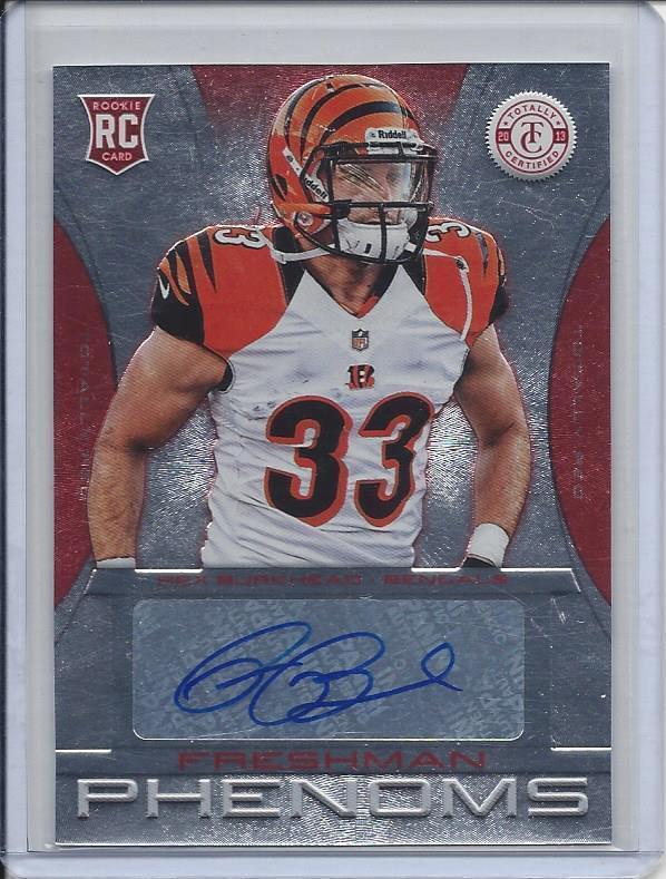 REX BURKHEAD 2013 TOTALLY CERTIFIED RED PATRIOTS ROOKIE AUTO RC #D 54/99