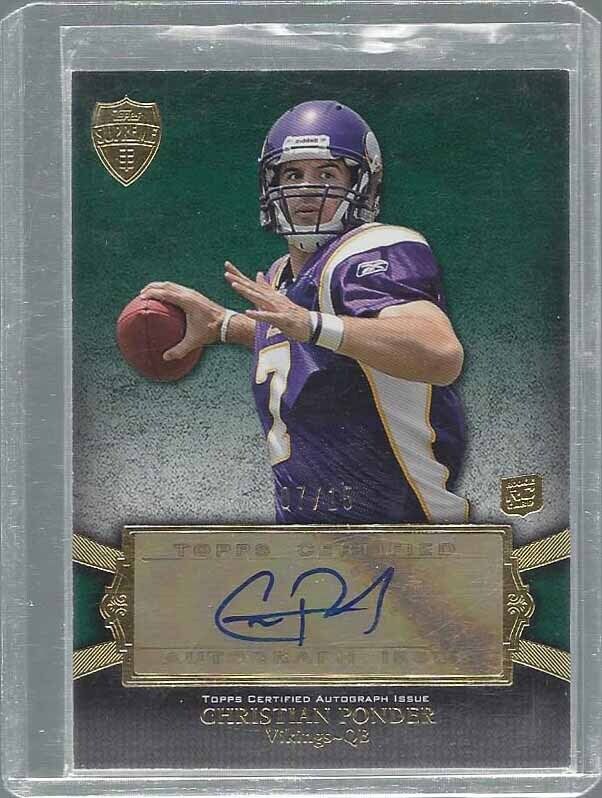 1/1 CHRISTIAN PONDER 2011 TOPPS SUPREME GREEN ROOKIE AUTO RC #D 7/15 HIS JSY #7!