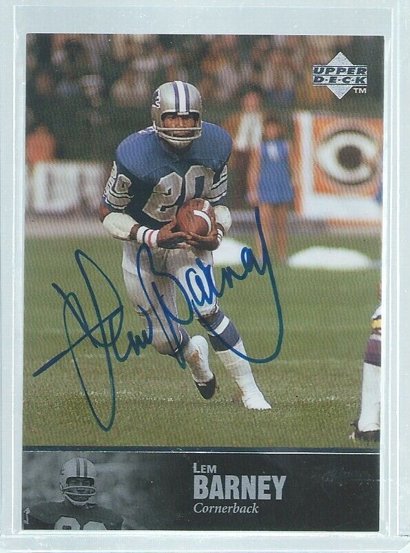 LEM BARNEY 1997 UPPER DECK LEGENDS LIONS ON CARD AUTO #AL-32