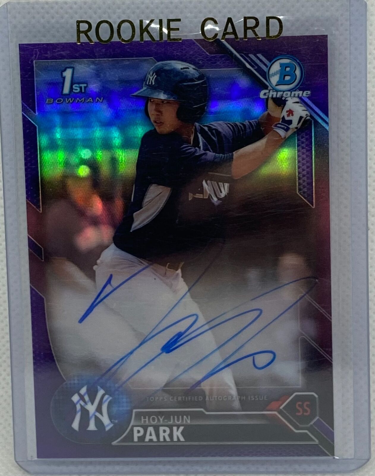 HOY-JUN PARK 2016 1ST BOWMAN CHROME PURPLE REFRACTOR ON CARD AUTO #D 121/250
