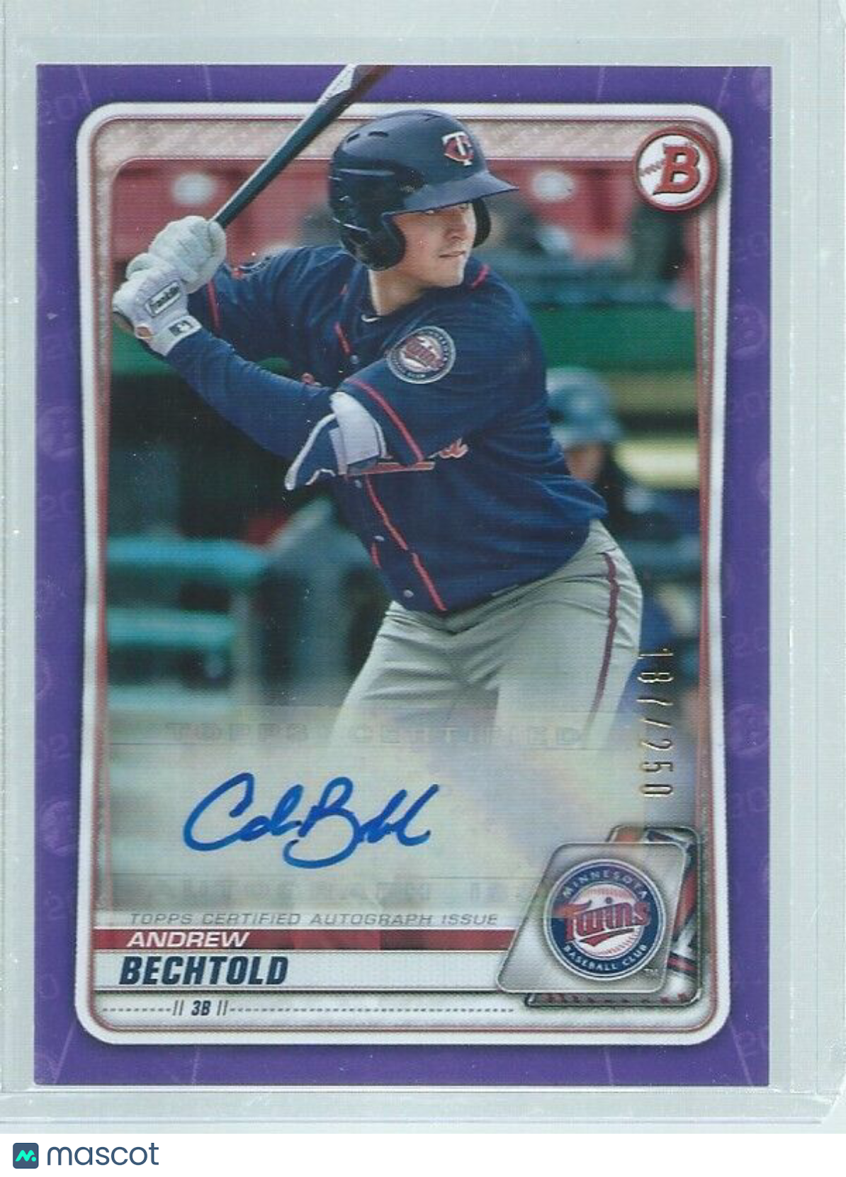 ANDREW BECHTOLD 2020 BOWMAN AUTO PROSPECT PURPLE #D 187/250