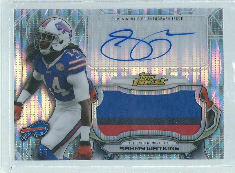 SAMMY WATKINS 2015 TOPPS FINEST JUMBO PATCH AUTO PULSAR REFRACTOR RC #D 33/35