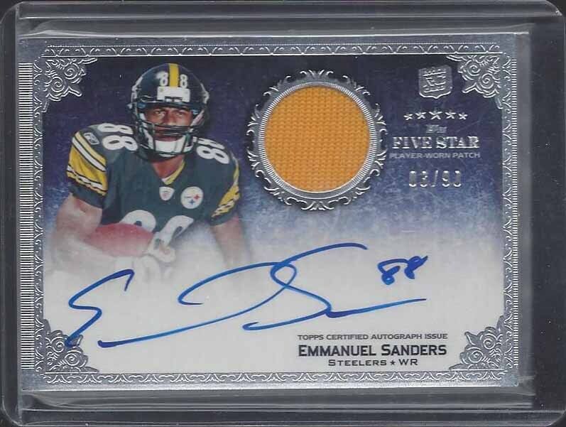 EMMANUEL SANDERS 2010 TOPPS 5 FIVE STAR RPA ROOKIE PATCH AUTO RC #D 3/90