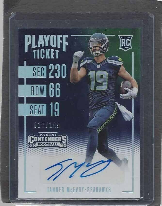 TANNER MCEVOY 2016 CONTENDERS PLAYOFF TICKET SEAHAWKS AUTO RC #D 17/199