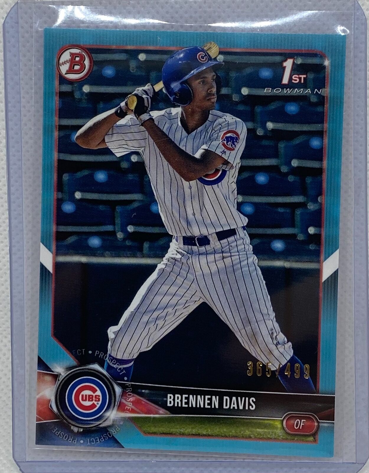 BRENNEN DAVIS 2018 TOPPS 1ST BOWMAN PROSPECT SKY BLUE #D 365/499