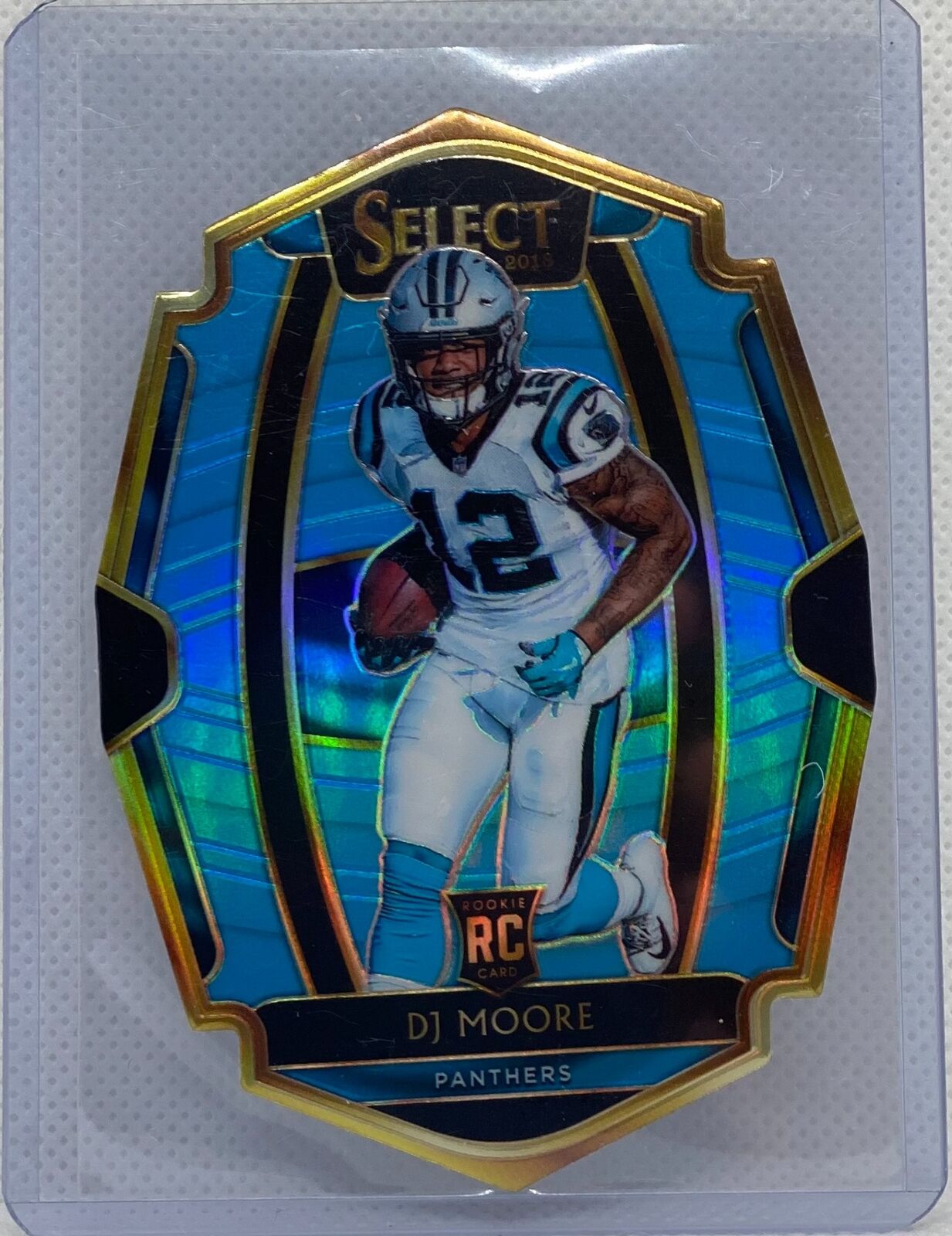 DJ MOORE 2018 PANINI SELECT LIGHT BLUE PRIZM DIE CUT ROOKIE RC #D 97/99