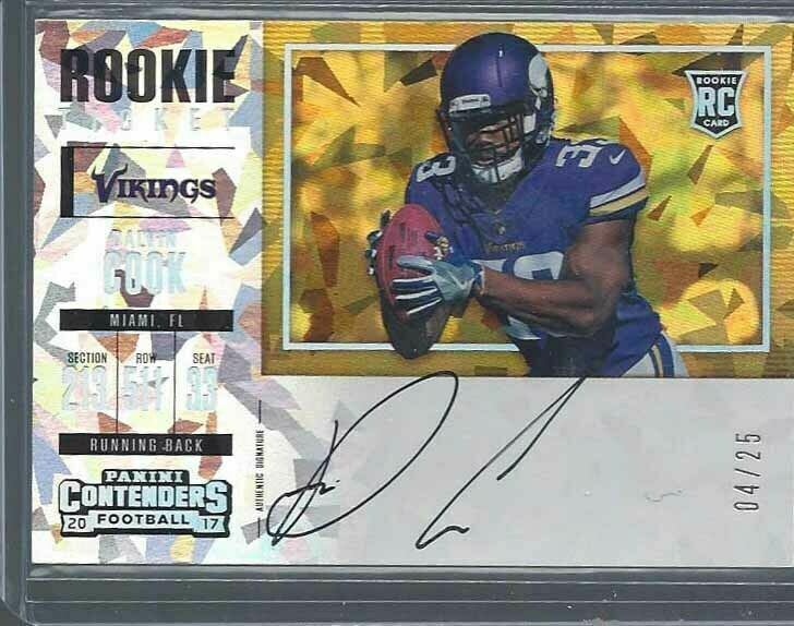 DALVIN COOK 2017 CONTENDERS HORIZ VARIATION CRACKED ICE ON CARD AUTO RC #D 4/25