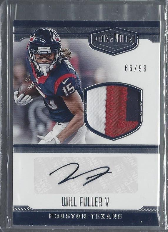 WILL FULLER 2016 PANINI PLATES & PATCHES TEXANS 3 COLOR PATCH AUTO RC #D /99