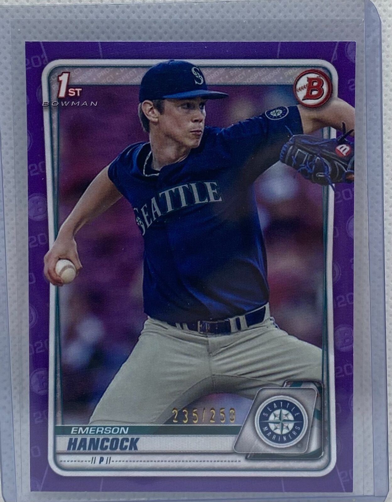EMERSON HANCOCK 2020 TOPPS 1ST BOWMAN PROSPECT PURPLE #D /250