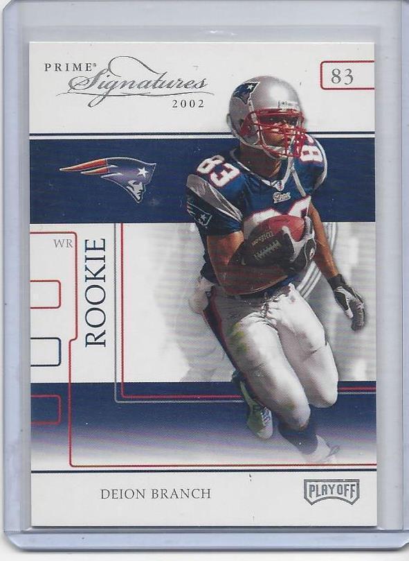 DEION BRANCH 2002 PLAYOFF PRIME SIGNATURES PATRIOTS ROOKIE RC #D 38/250