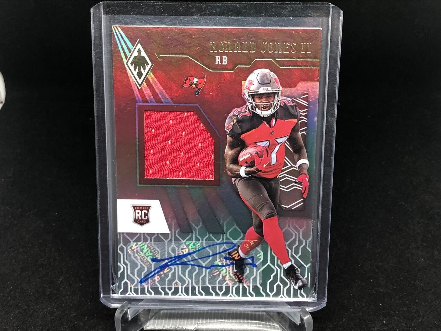 RONALD JONES II 2018 PANINI PHOENIX RED JERSEY AUTO RC #D 127/299