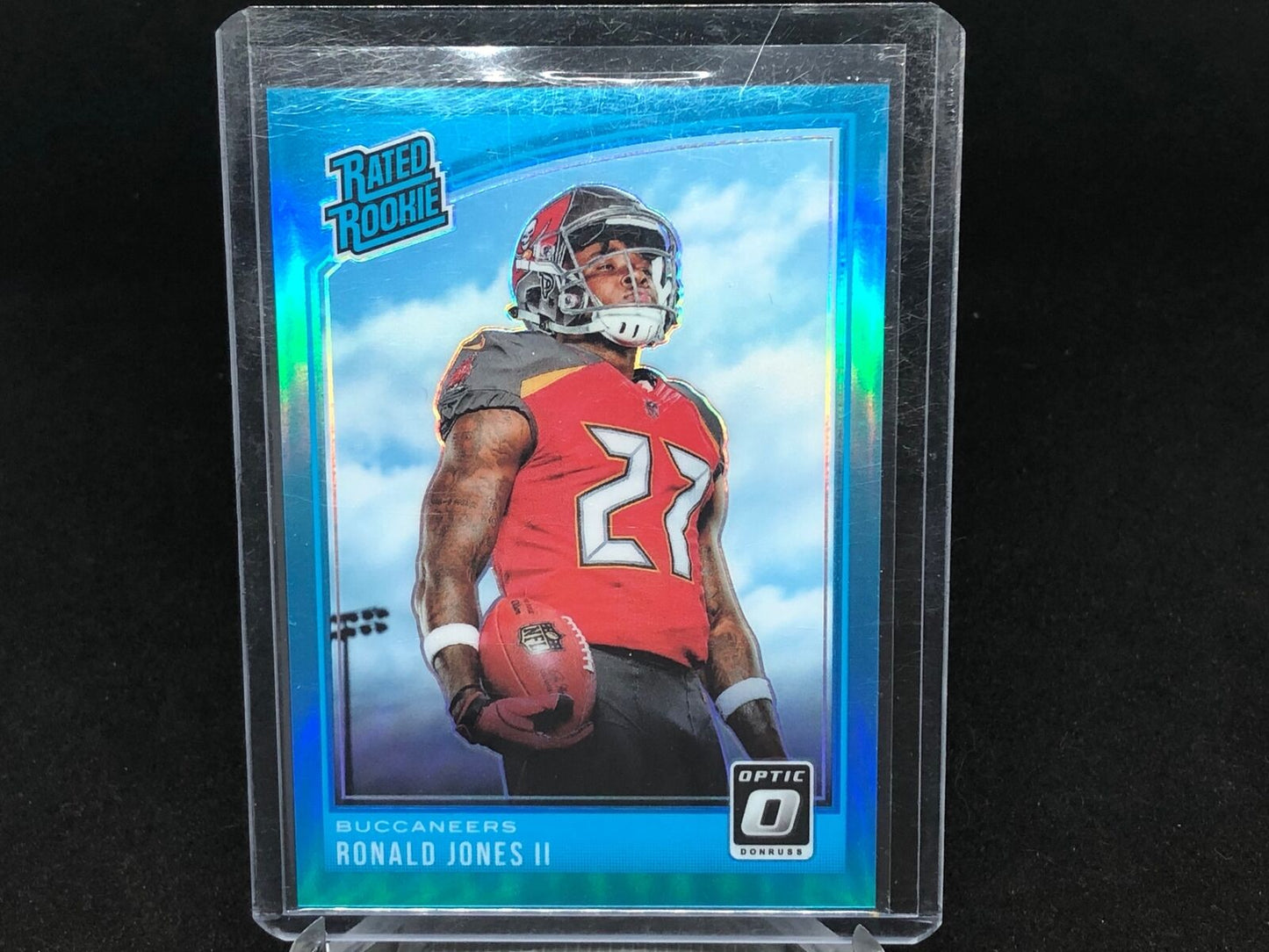 RONALD JONES II 2018 PANINI DONRUSS OPTIC BLUE HOLO RATED ROOKIE RC #D 126/299