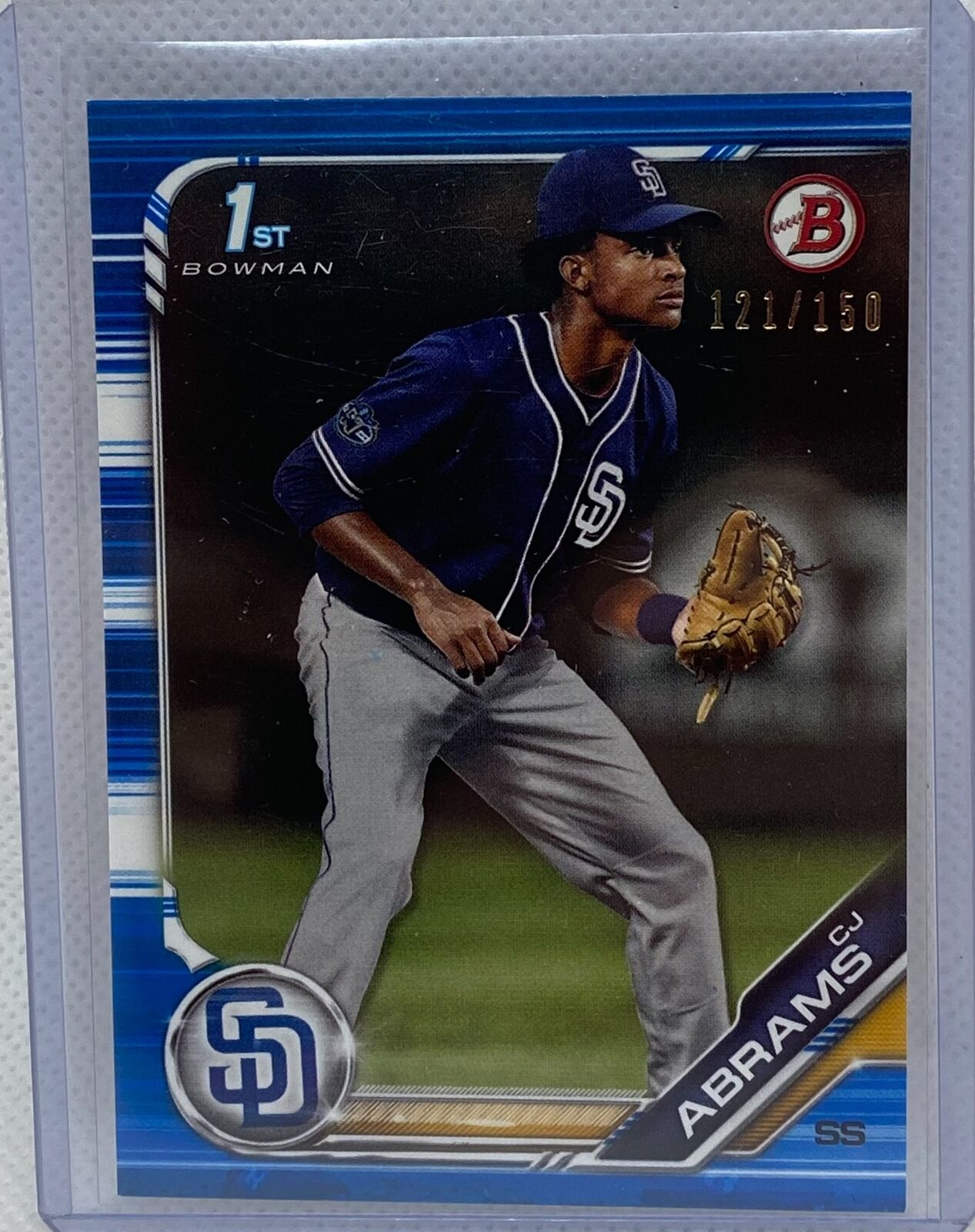 CJ ABRAMS 2019 TOPPS 1ST BOWMAN PROSPECT BLUE #D 121/150