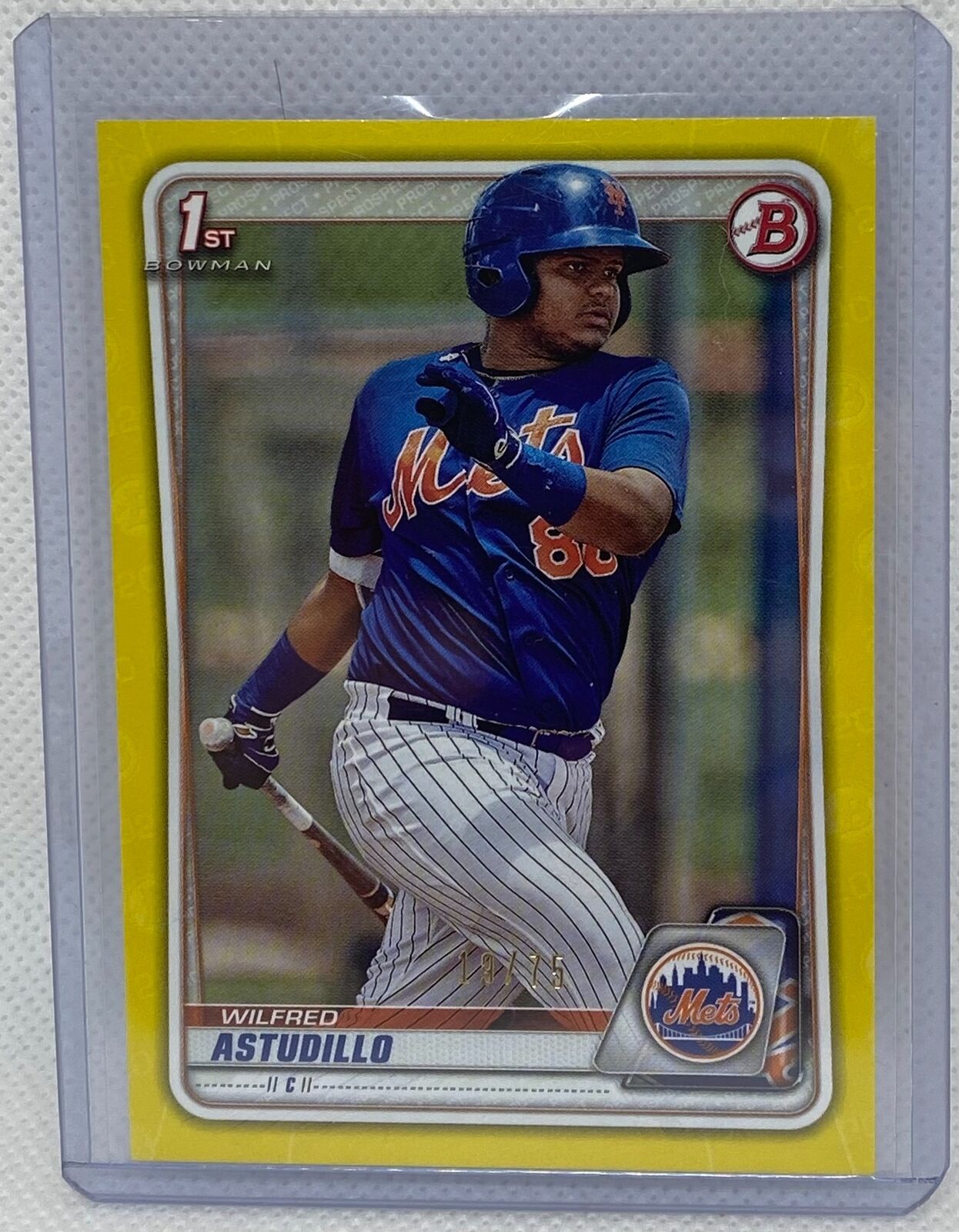 WILFRED ASTUDILLO 2020 TOPPS 1ST BOWMAN PROSPECT YELLOW #D 19/75