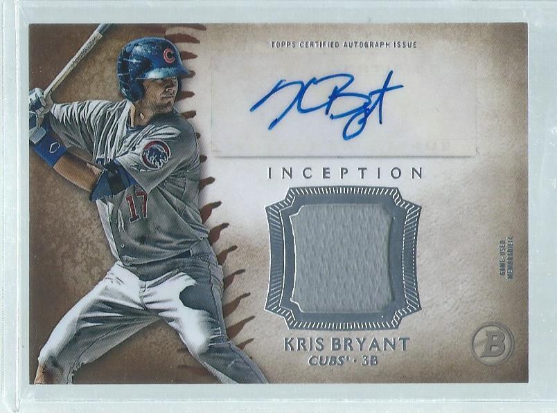KRIS BRYANT 2015 BOWMAN INCEPTION JERSEY AUTO PROSPECT
