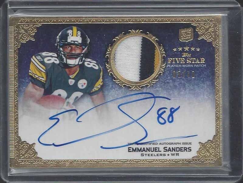 EMMANUEL SANDERS 2010 TOPPS 5 FIVE STAR GOLD RPA ROOKIE PATCH AUTO RC #D 5/40